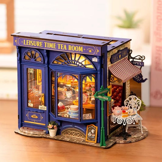 DIY Miniatur Puppenhaus 3D Puzzle aus Holz "Tea Room" mit LED