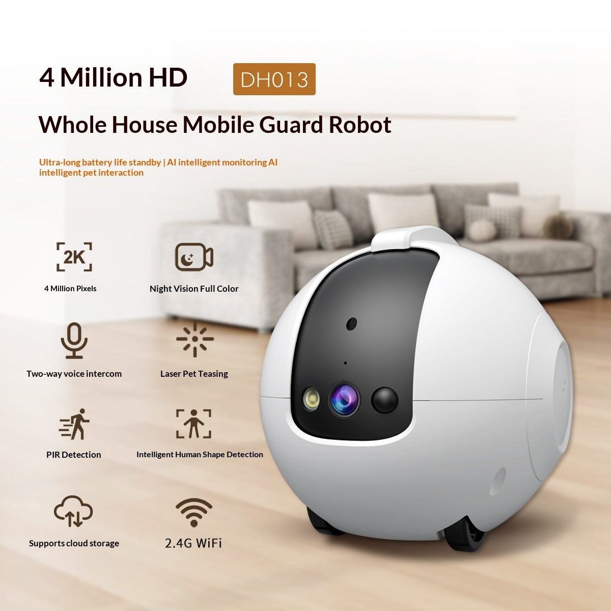 PetAI Haustierkamera Mit Bewegungsalarm Und Nachtsicht Kompakt