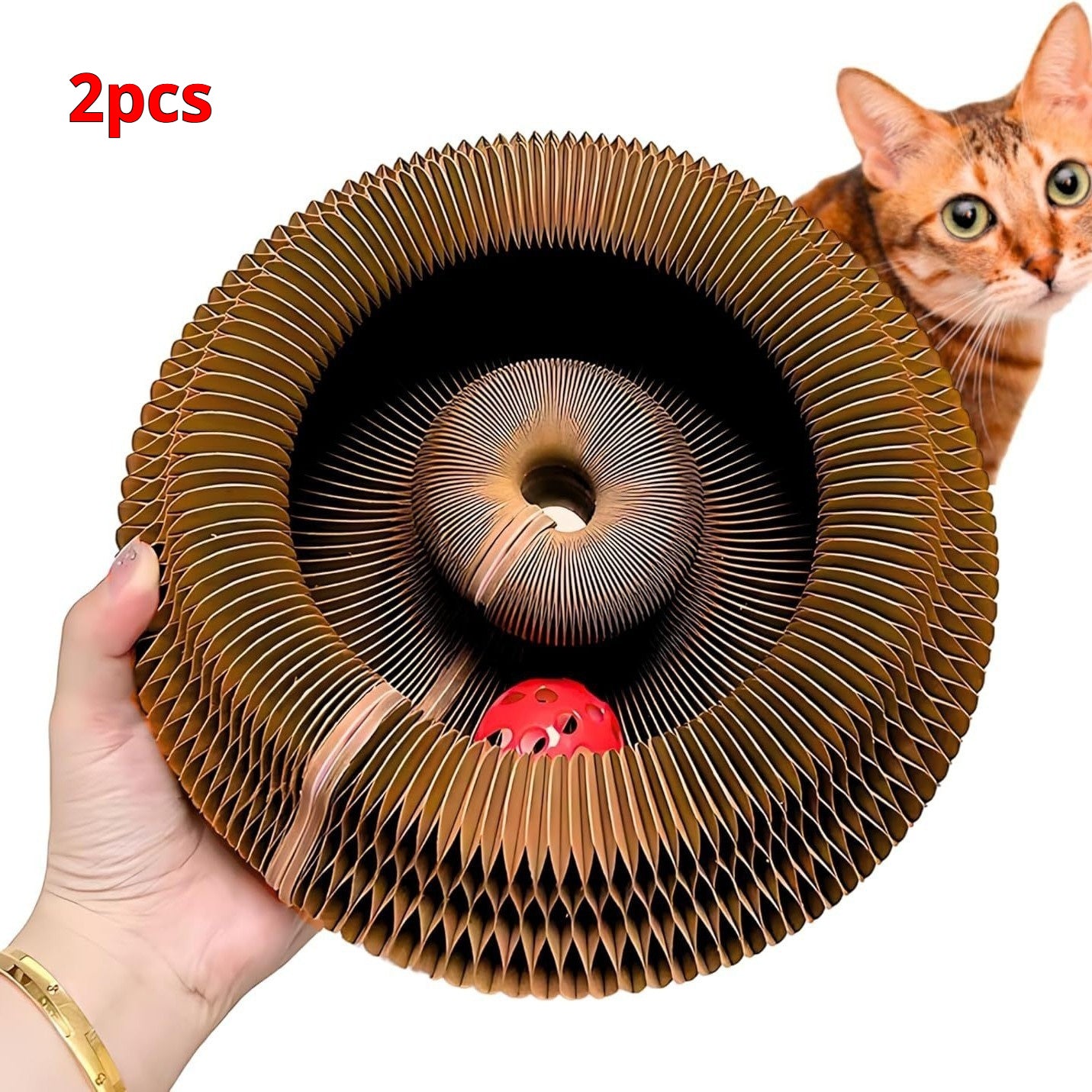 KatzenLiebe Katzenspielzeug Mit Glocken Akkordeon Kratzpost Kaffeebraun