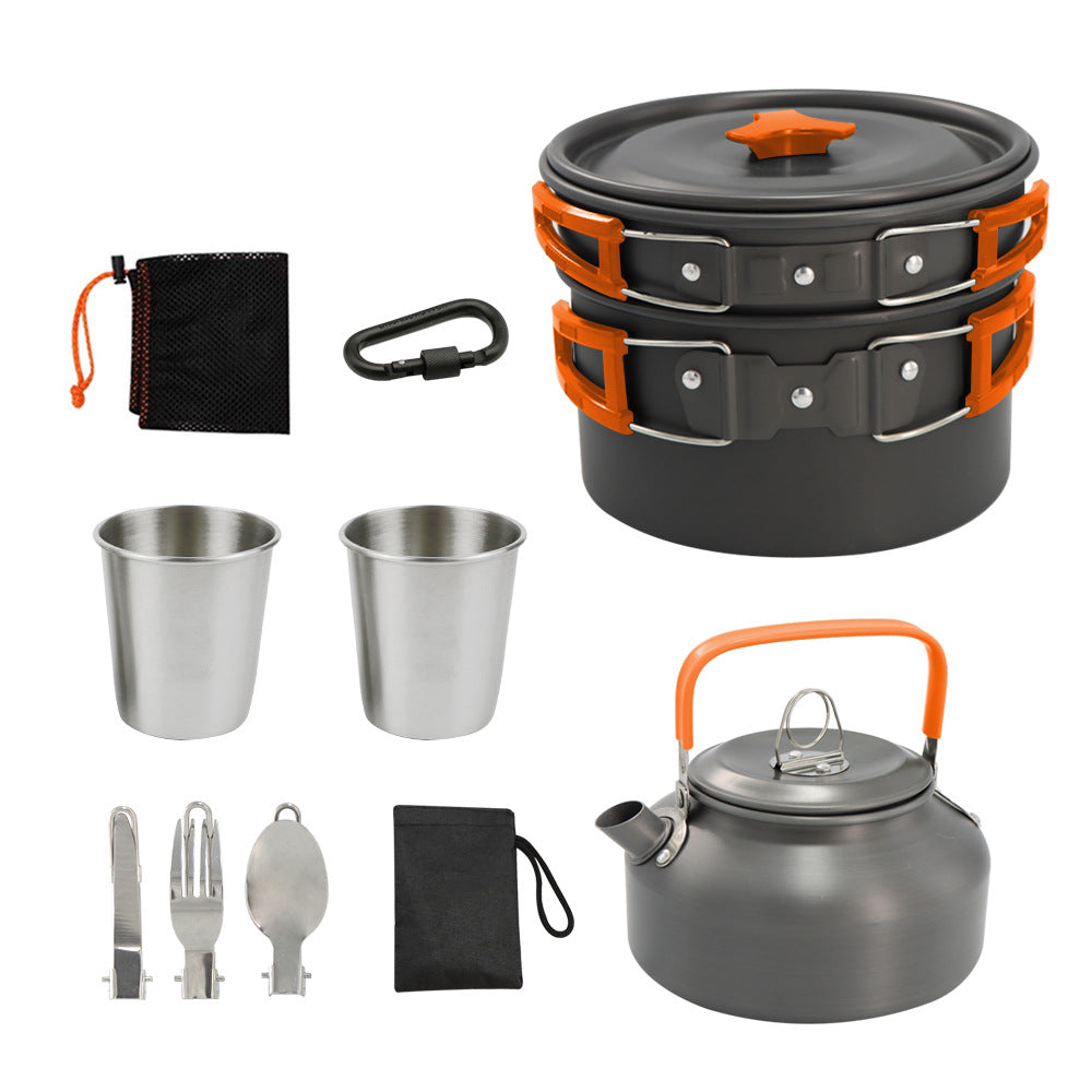 Camping Teekesselset Für 2–3 Personen Mit Kocher Geschirr - Hobbyfy