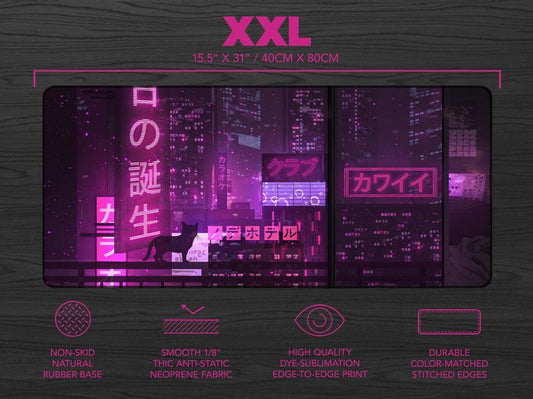 Tokyo Gaming Neon Mauspad Einseitig Gummi Strapazierfähig Neon Design