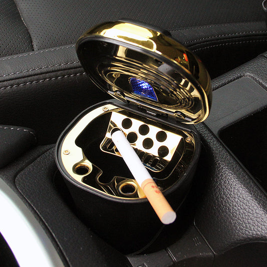LuxAuto Autoaschenbecher Mit Push Pull Geruchsbarriere Blaues Licht - Hobbyfy