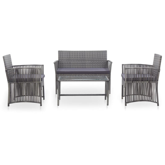 4-Teiliges Gartenlounge-Set Mit Auflagen Aus Poly-Rattan Anthrazit - Hobbyfy