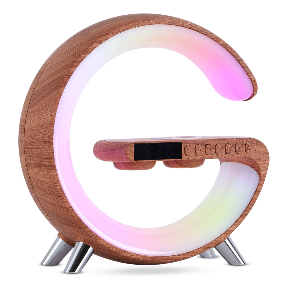 G Förmige LED Tischlampe Mit Bluetooth Lautsprecher Und Qi Ladestation - Hobbyfy