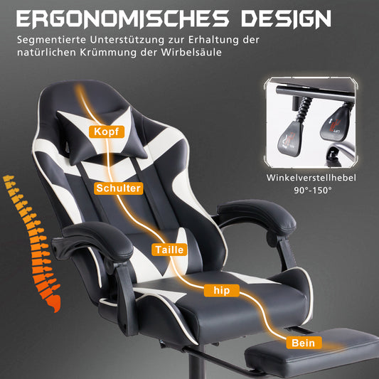 E Sports Stuhl Mit Fußstütze Robuster Metallrahmen Für Halt & Gamingkomfort - Hobbyfy