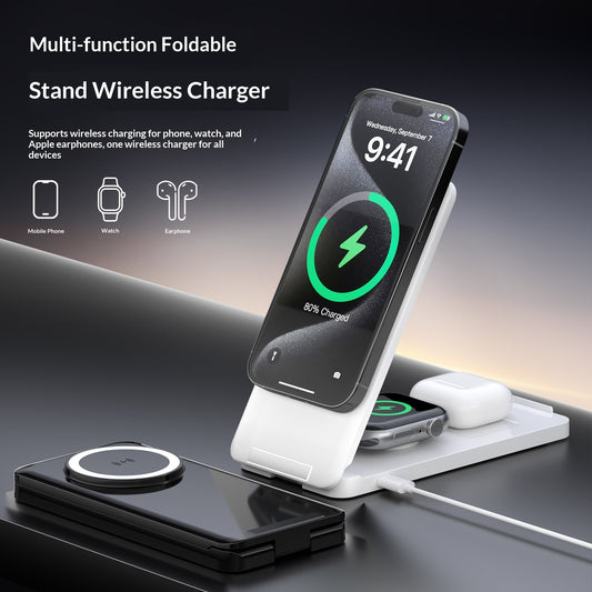 SmartStand Smartphone Ständer Mit Magnetischem Qi Ladegerät Weiß - Hobbyfy