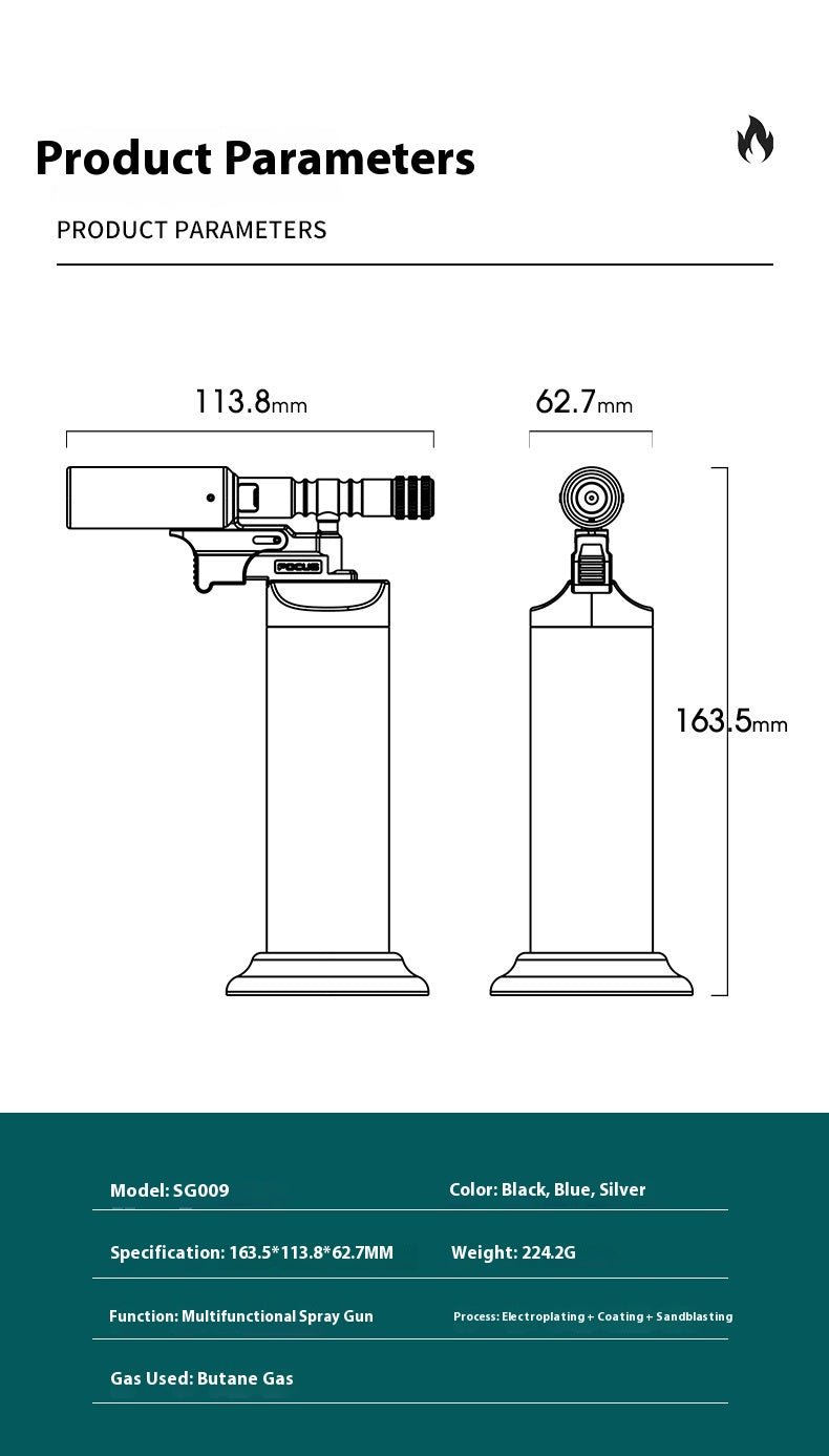 Sturm- Gasfeuerzeug Outdoor Metallgehäuse Schwarz