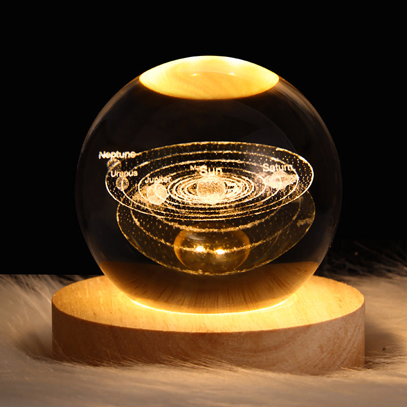 SternenGlanz Kristallkugel Nachtlicht Planetenprojektion 3D Raumlicht - Hobbyfy