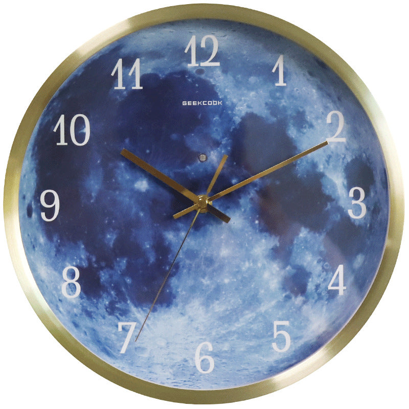 Leuchtende 12-Zoll Wanduhr Blauer Mond Mit Sprachsteuerung - Hobbyfy