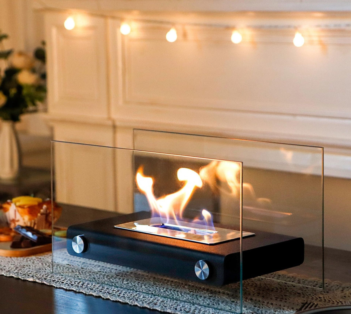 KaminLux Kompakter Tischkamin Ethanol Mit Echter Flamme Weiß