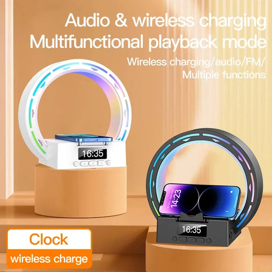 4 In 1 Nachttischlampe Ladestation Bluetooth Speaker Wecker - Hobbyfy