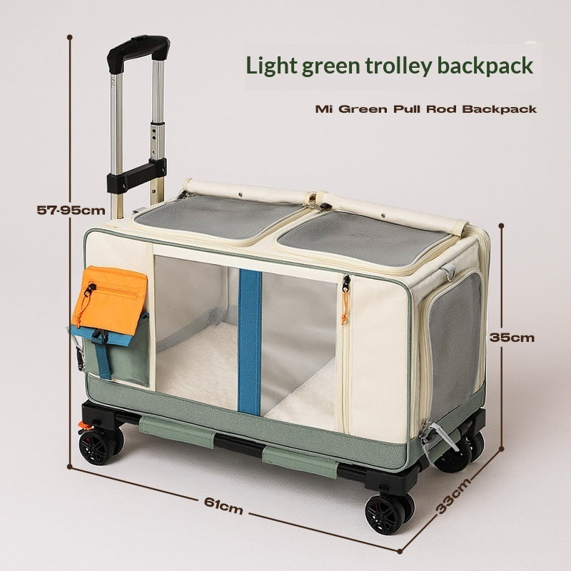 PetVoyage Großes Volumen Rollende Transporttasche Grün Langem Griff