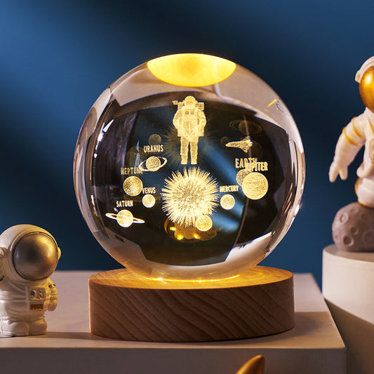 SternenGlanz Kristallkugel Nachtlicht Planetenprojektion 3D Raumlicht - Hobbyfy