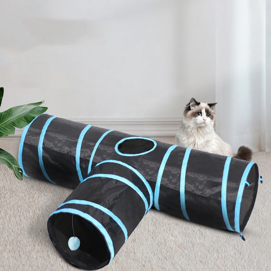 KatzenKraft Faltbarer Katzentunnel Leicht Zusammenklappbar 85x30x25 cm - Hobbyfy