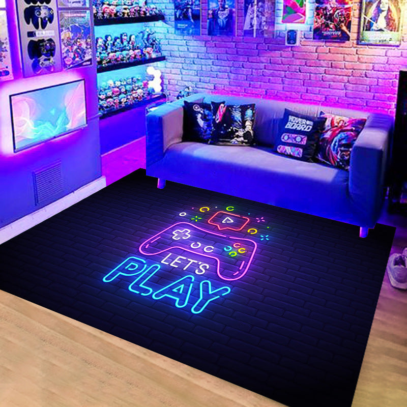 CyberWeave Cyberpunk Gaming Teppich Mit Leuchtendem Arcade-Design - Hobbyfy