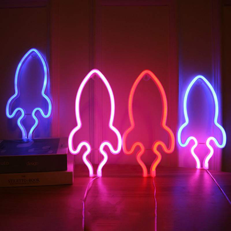LED Raketen Neonlicht Rotes Netz Dekorationsleuchte - Hobbyfy