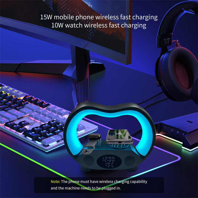 6 In 1 LED Tischleuchte Mit Bluetooth Lautsprecher Und Kabelloses Laden - Hobbyfy