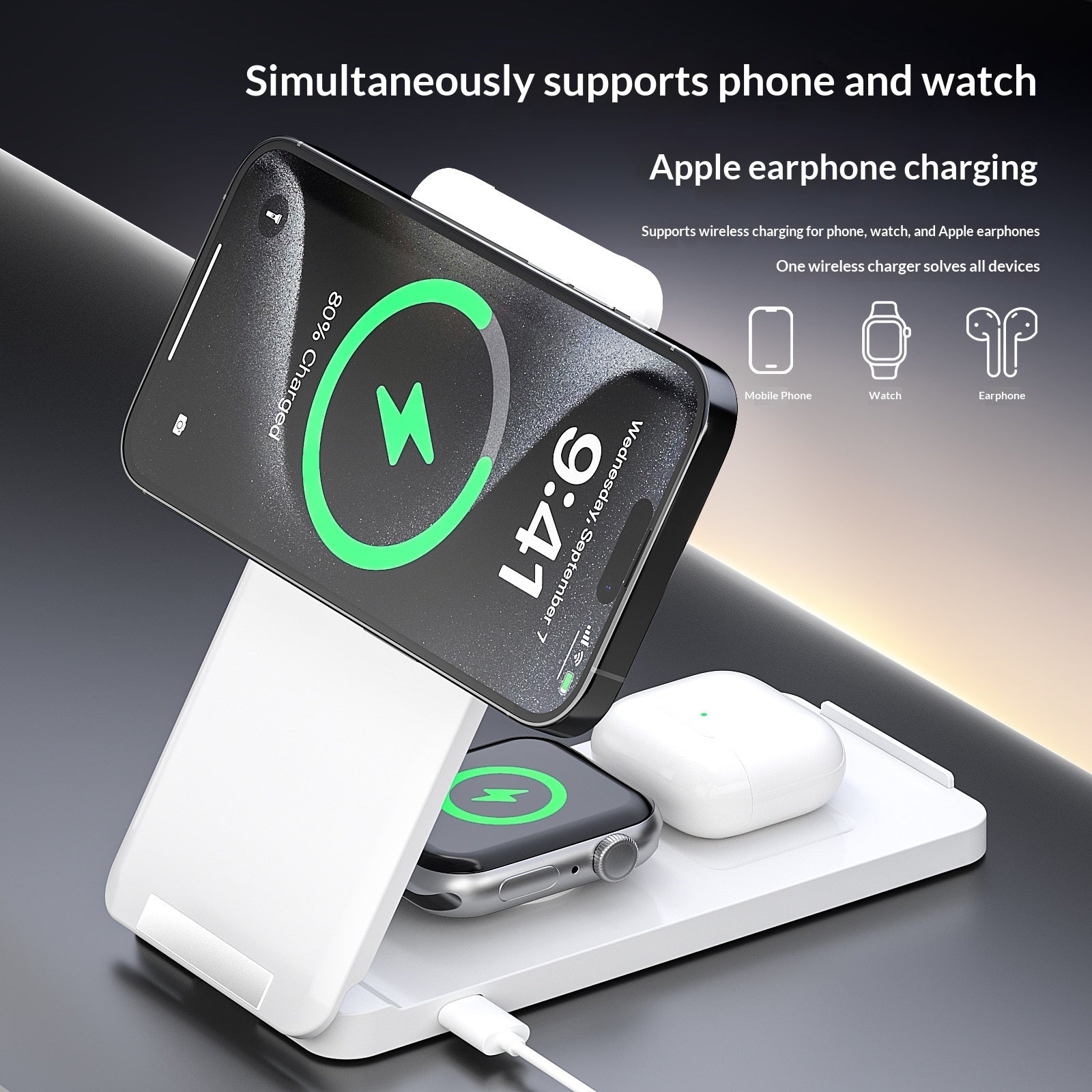 SmartStand Smartphone Ständer Mit Magnetischem Qi Ladegerät Weiß - Hobbyfy