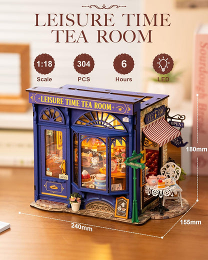 DIY Miniatur Puppenhaus 3D Puzzle aus Holz "Tea Room" mit LED