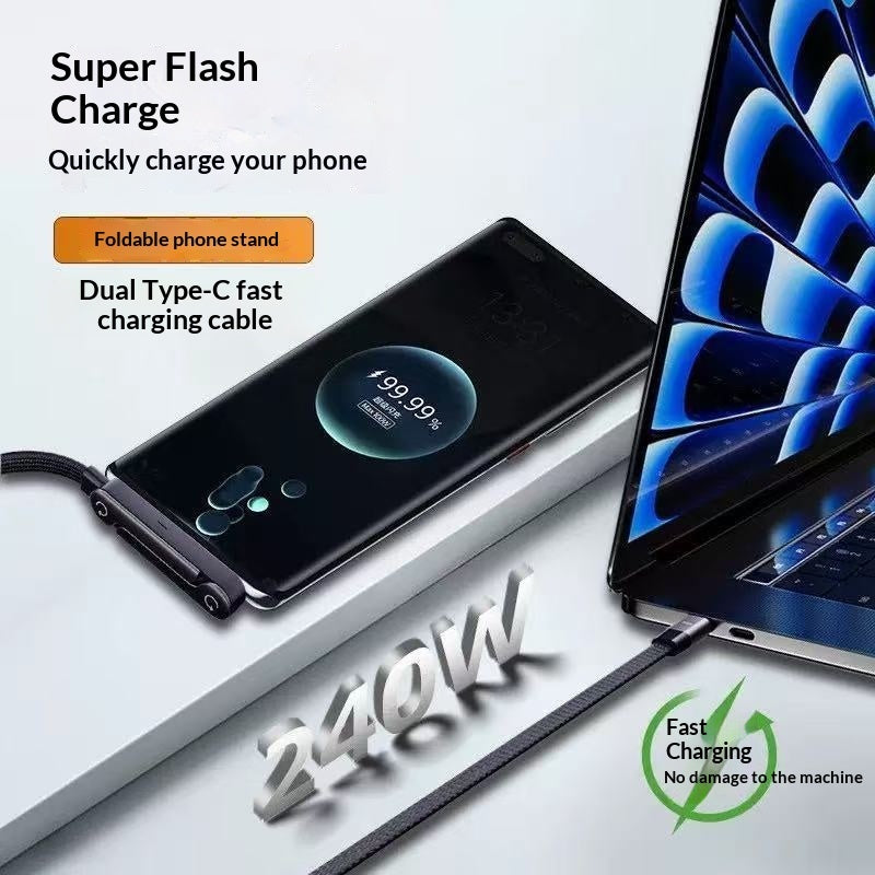 PowerLine 240W USB-C Ladekabel Mit Faltbarem Standfuß - Hobbyfy