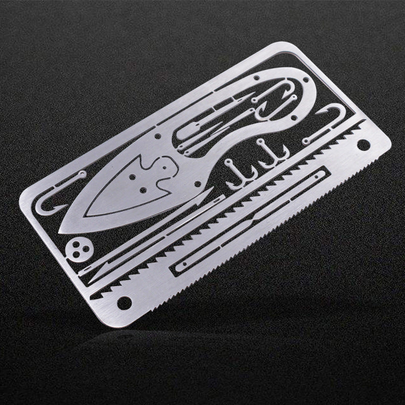 Fischhaken-Werkzeugkarte Edelstahl Überlebensfunktionen - Hobbyfy