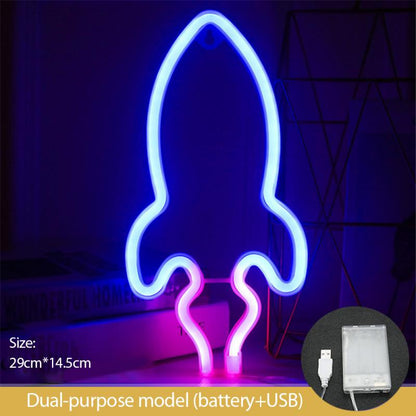 LED Raketen Neonlicht Rotes Netz Dekorationsleuchte - Hobbyfy
