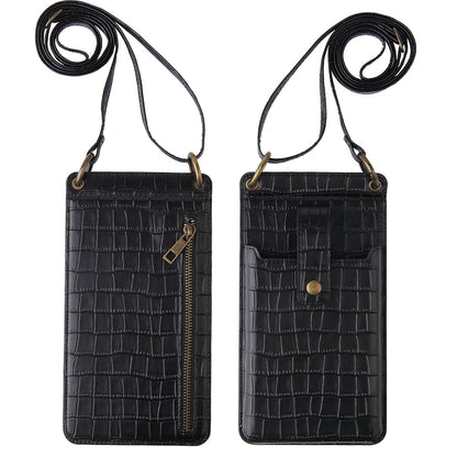 CrocoLuxe Crossbody Phone Wallet Mit Krokodilmuster Und Kartenfach Aus PU Leder Premium - Hobbyfy
