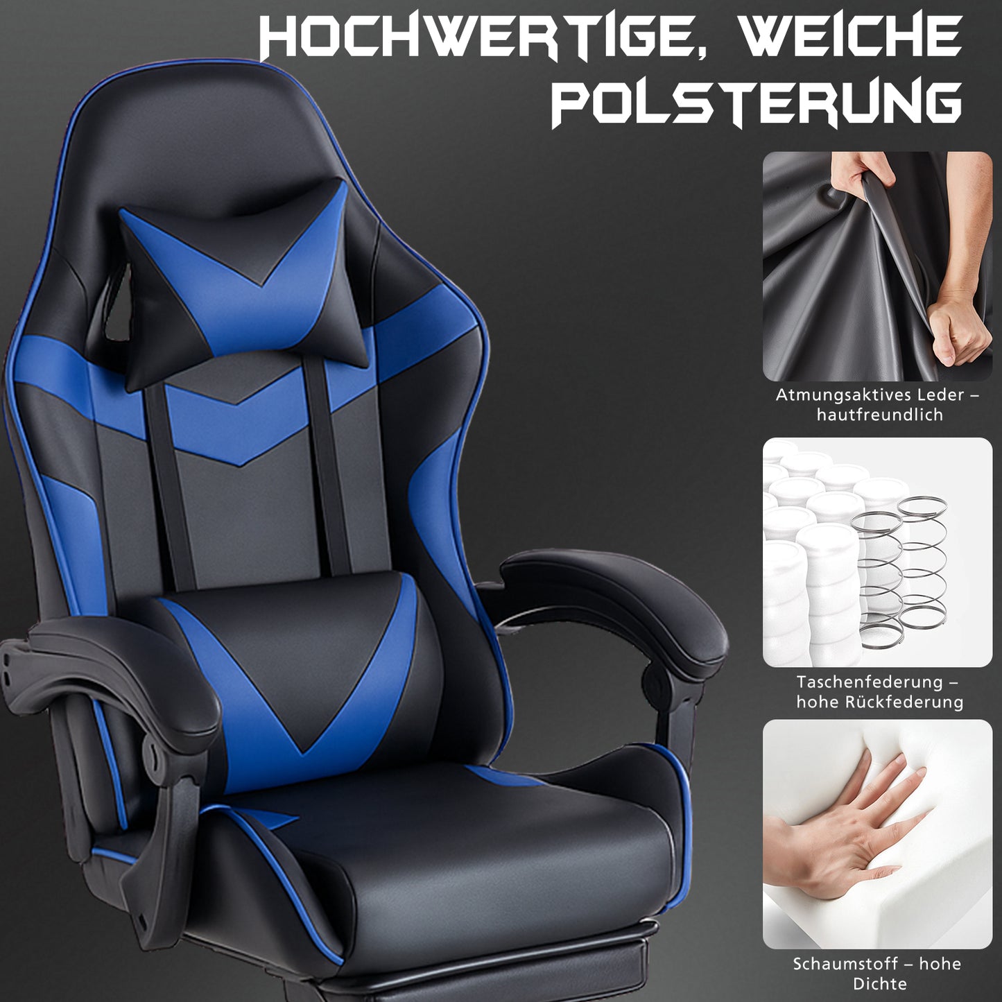 E Sports Stuhl Mit Fußstütze Robuster Metallrahmen Für Halt & Gamingkomfort - Hobbyfy