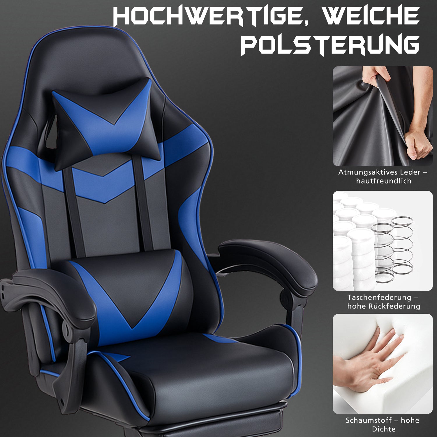 E Sports Stuhl Mit Fußstütze Robuster Metallrahmen Für Halt & Gamingkomfort - Hobbyfy