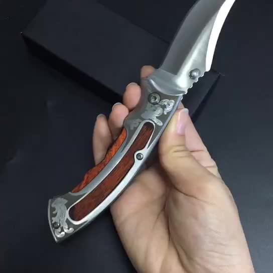 TrailMaster Survival Faltmesser 3Cr13 Klinge Holzgriff Für Wanderer
