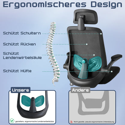 Netzstuhl Pro Ergonomischer Halt Mit Atmungsaktivem Netzrückenlehne - Hobbyfy
