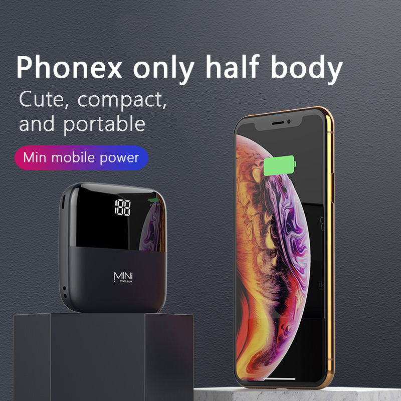 10000mAh Mini Power Bank Mit Frontdisplay Kompakt Quadratformat - Hobbyfy
