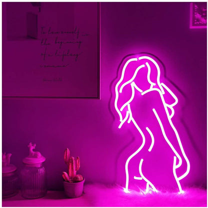 LichtKunst Lumina Neon Frauensilhouette Acryl Pink Stimmungslicht