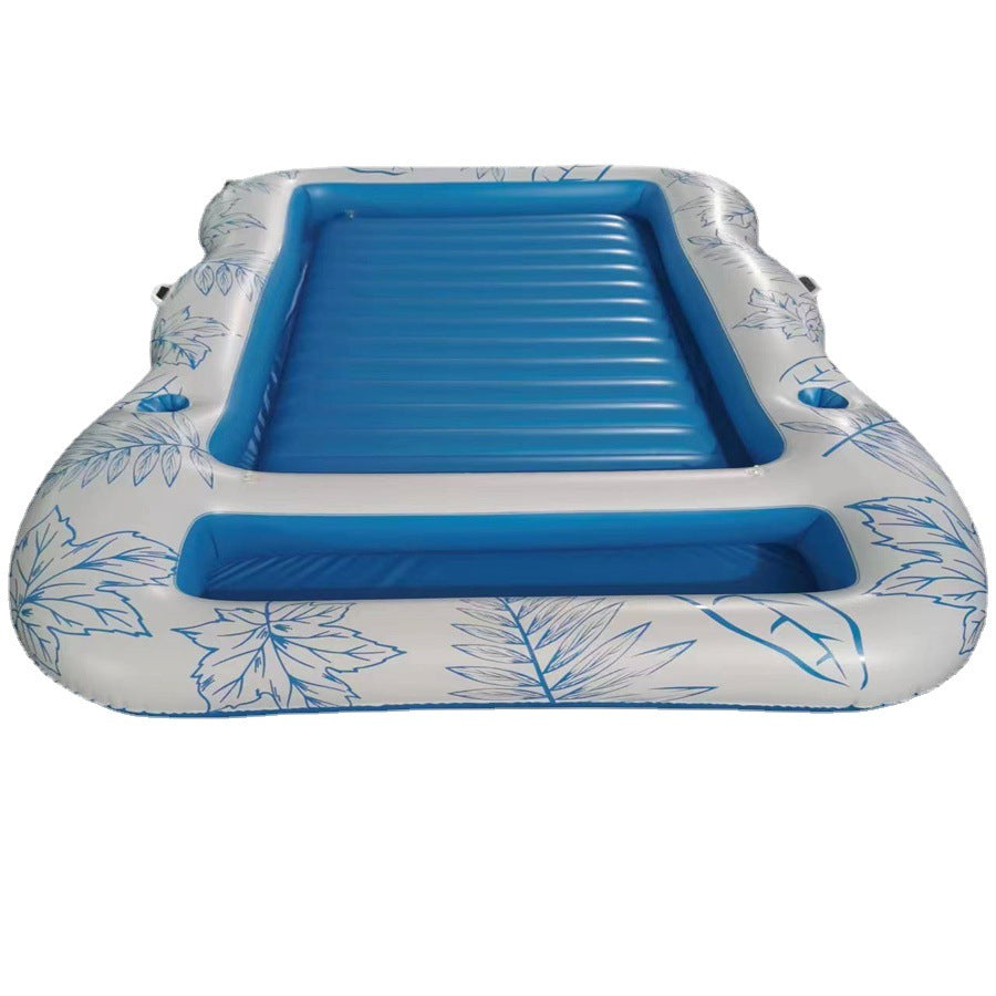 Aufblasbares Poolboot Liege Blau 230 cm Lang 150 cm Breit Mit Bequemer Rückenlehne Und Großzügiger Sitzfläche - Hobbyfy