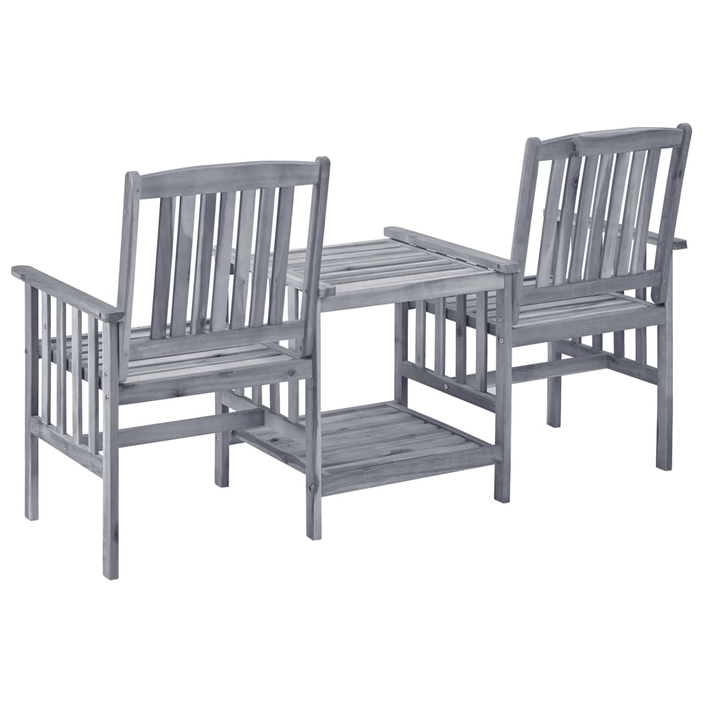 Gartenstuhl Set Akazienholz Mit Teetablett In Grau - Hobbyfy