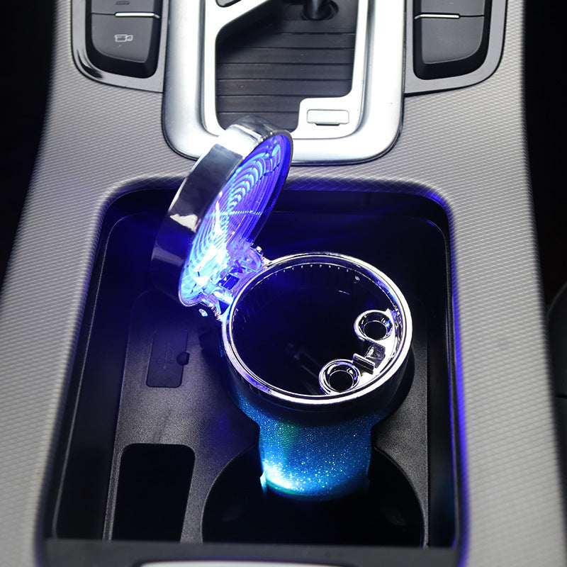 LuxCar LED Auto Aschenbecher Mit RGB Ambient Licht Tragbar 10x8x6 Cm - Hobbyfy