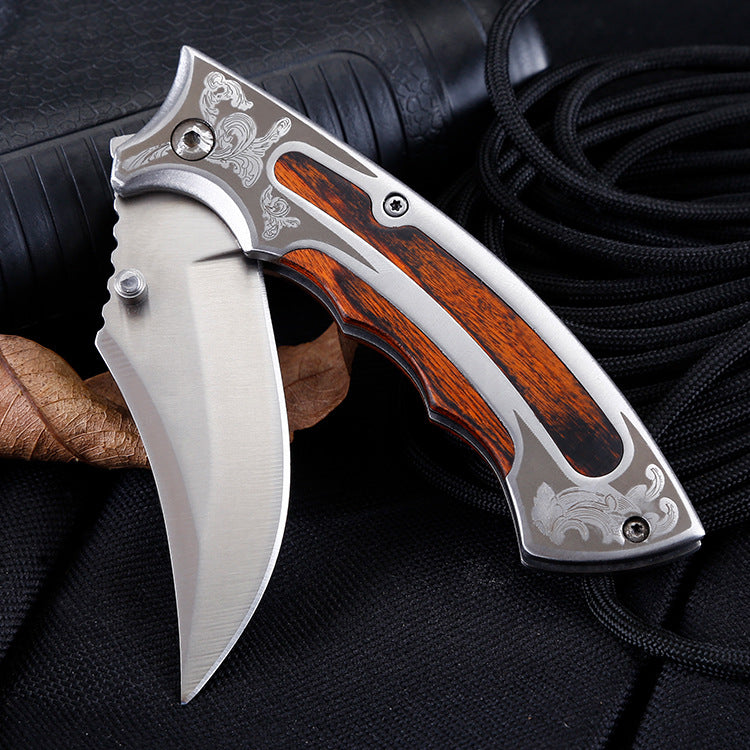 TrailMaster Survival Faltmesser 3Cr13 Klinge Holzgriff Für Wanderer