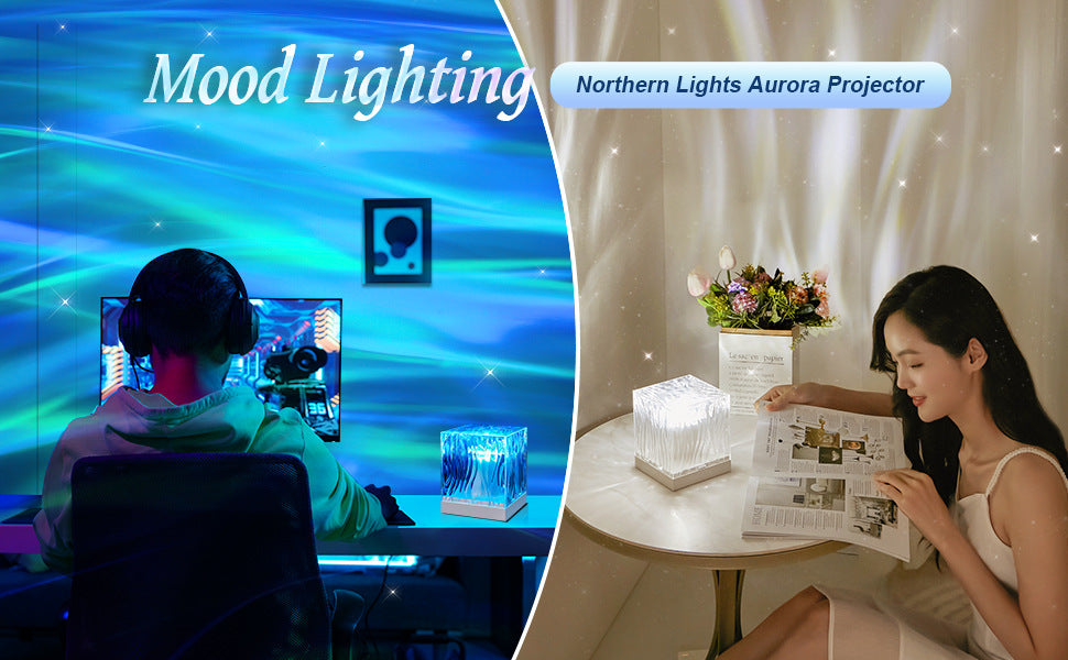 Nordlichter Wasserwellen Projektion Lampe Ambientlicht Schlafzimmer - Hobbyfy