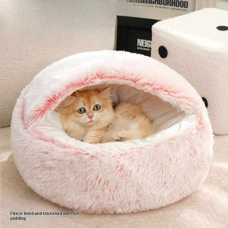 Katzennest Mit Semikuppel Warm Ganzjährig Plüsch Kuschelig Weich - Hobbyfy