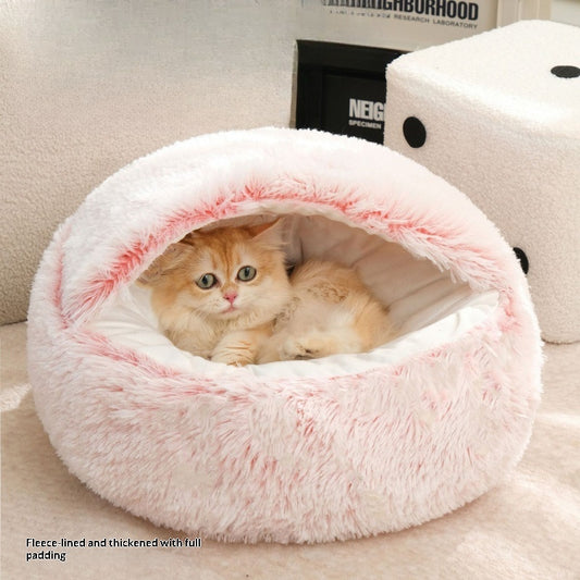 Katzennest Mit Semikuppel Warm Ganzjährig Plüsch Kuschelig Weich - Hobbyfy
