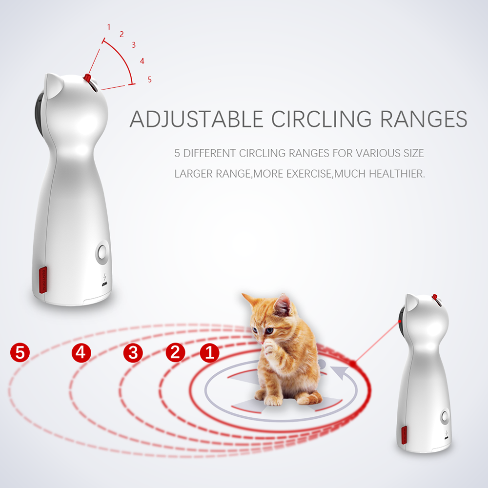 Automatischer Katzen Teaser Mit 5 Einstellbaren Umlaufbereichen Handheld Modus - Hobbyfy