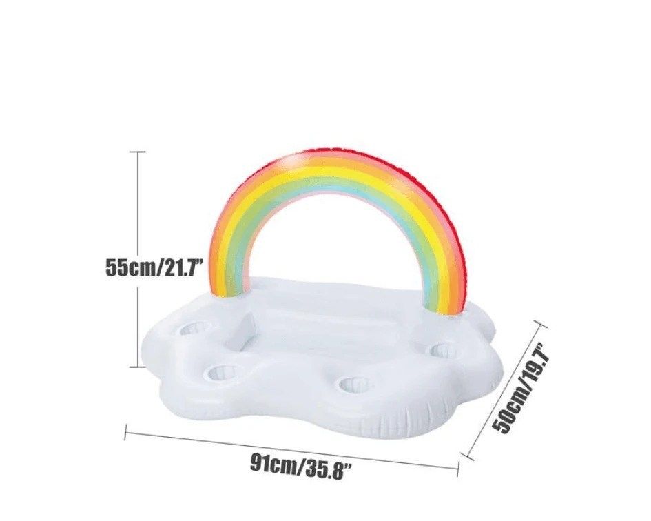 Regenbogen Aufblasbarer Pool Float Kühler Mit Vier Getränkehalter Für Poolpartys - Hobbyfy