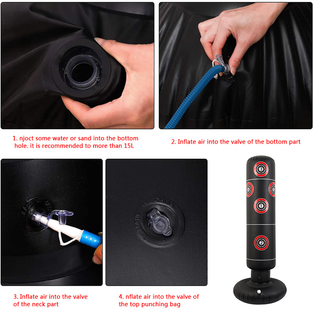Aufblasbare Boxsäule 1,6 m PVC Standgerät Für Solo Training - Hobbyfy