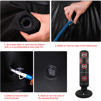 Aufblasbare Boxsäule 1,6 m PVC Standgerät Für Solo Training - Hobbyfy