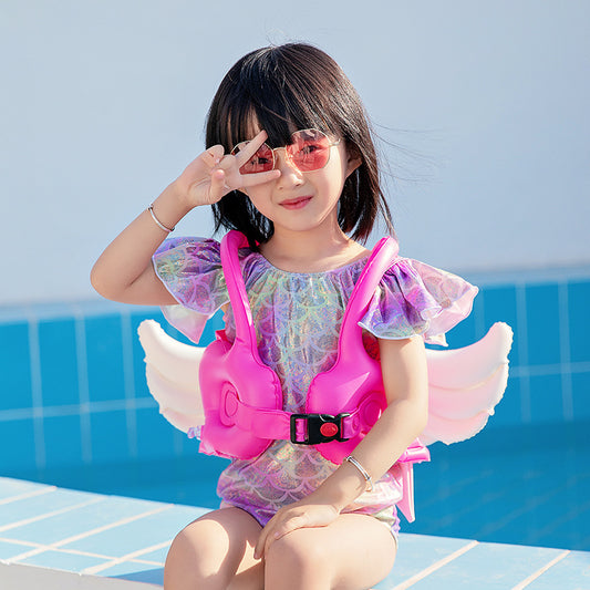Aufblasbare Kinder Schwimmweste Mit Engelsflügeln Sicherheitsclip Bequeme Passform - Hobbyfy