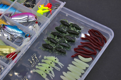 Fishing Gear Soft Bait Set 100 Köderstücke Inkl Box Hochkohlenstoffstahl Haken - Hobbyfy