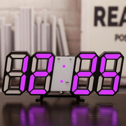 LumaTime Dreidimensionale Wanduhr Mit LED Anzeige Und Digitalwecker - Hobbyfy