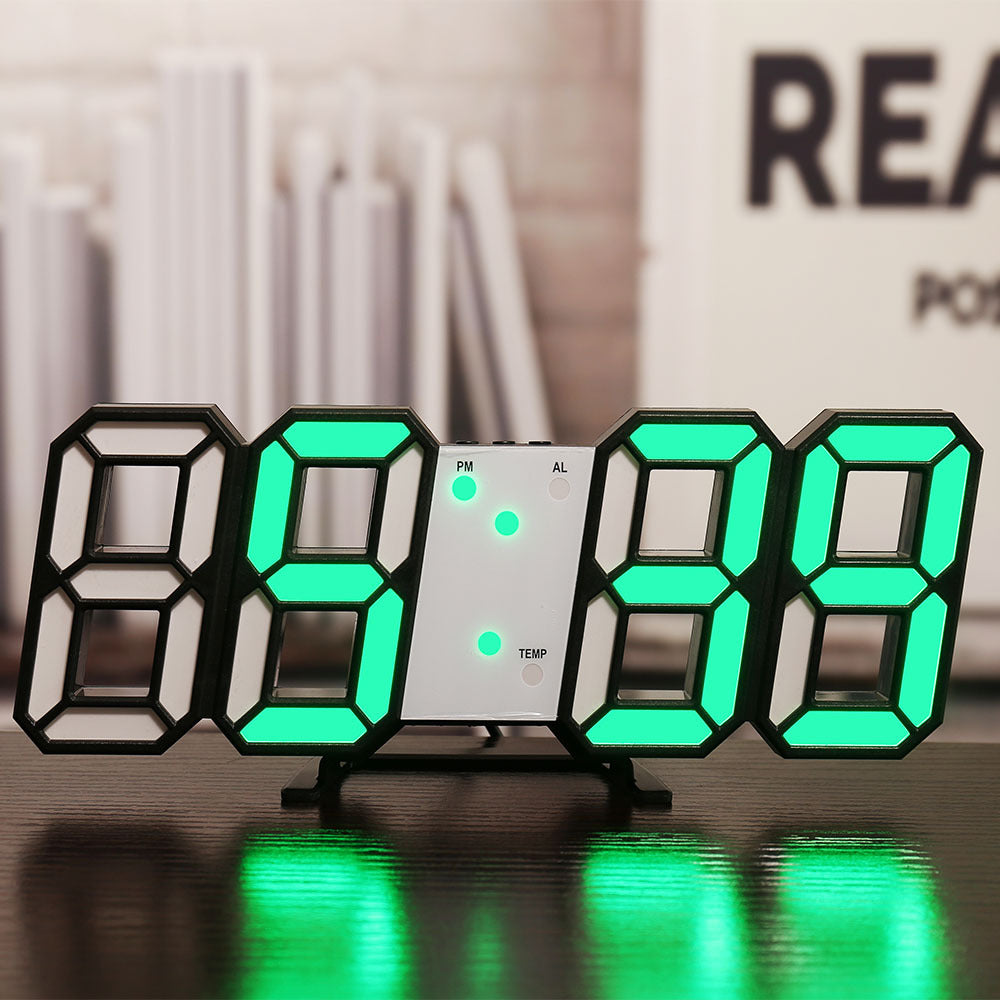 LumaTime Dreidimensionale Wanduhr Mit LED Anzeige Und Digitalwecker - Hobbyfy