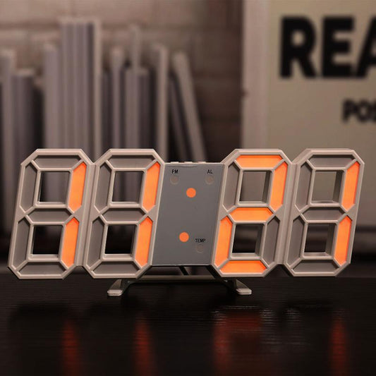 LumaTime Dreidimensionale Wanduhr Mit LED Anzeige Und Digitalwecker - Hobbyfy