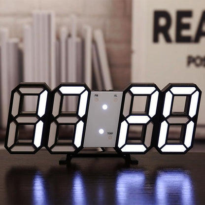 LumaTime Dreidimensionale Wanduhr Mit LED Anzeige Und Digitalwecker - Hobbyfy